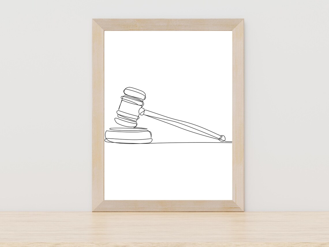 Judge Gavel Line Art Law Office Legal Professional Decor Poster