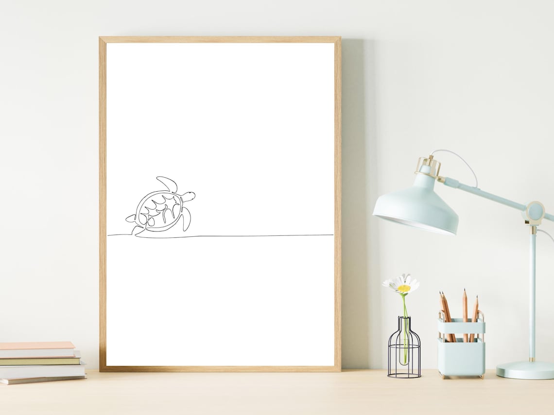 Baby Sea Turtle Hatching One Line Art Ocean Nursery Wall Poster - Image 2