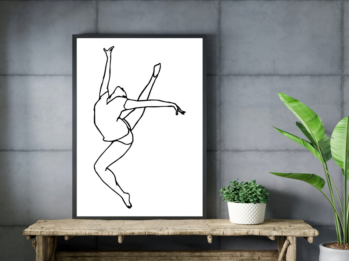 Ballet Dancer Mid Leap Line Drawing Minimalist Ballerina Art Poster - Image 3