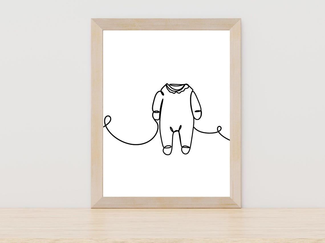 Baby Romper Onesie Single Line Art Nursery Newborn Decor Poster