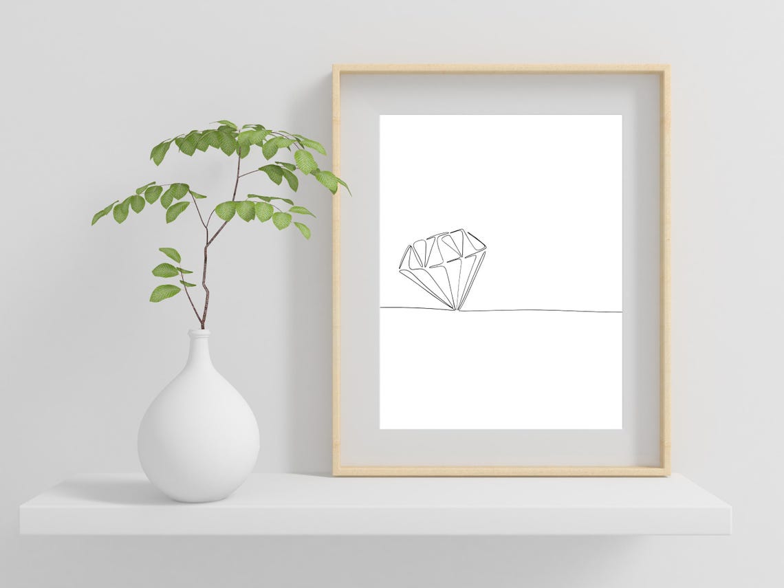 Diamond Line Art Engagement Gift Engagement Wall Decor - Image 2