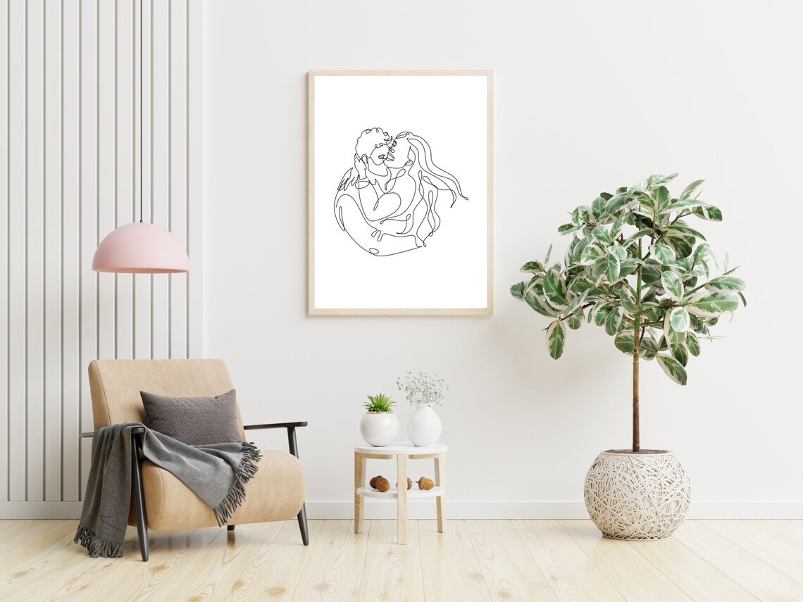 Couple Line Art Print, Black And White Bedroom Decor - Image 3
