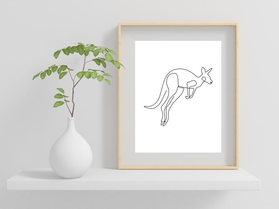 Hopping Kangaroo One Line Drawing Minimalist Australian Animal Poster - Image 2