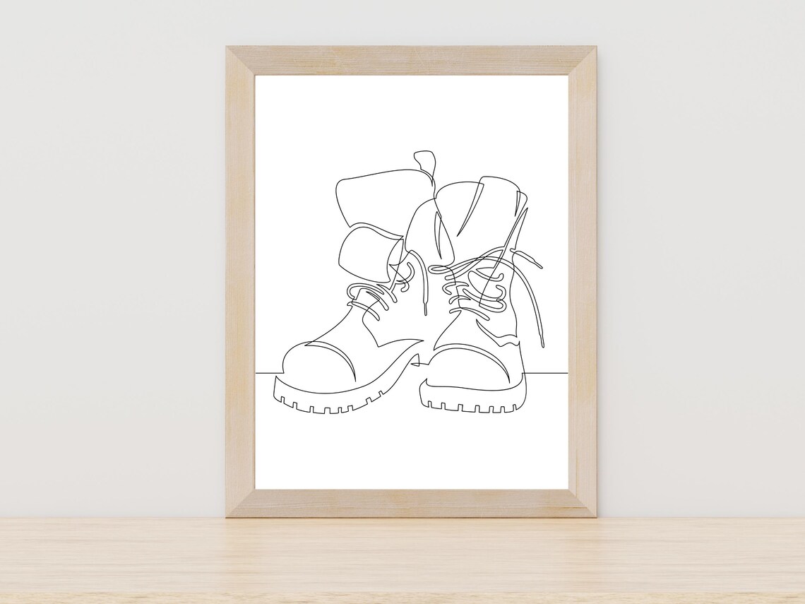 Military Boots Line Art Print, Army Boot Decor