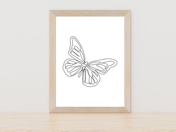 Butterfly One Line Wall Art Butterfly Wall Art Butterfly Line Art Black And White Butterfly Line Artsingle Line Butterfly Art