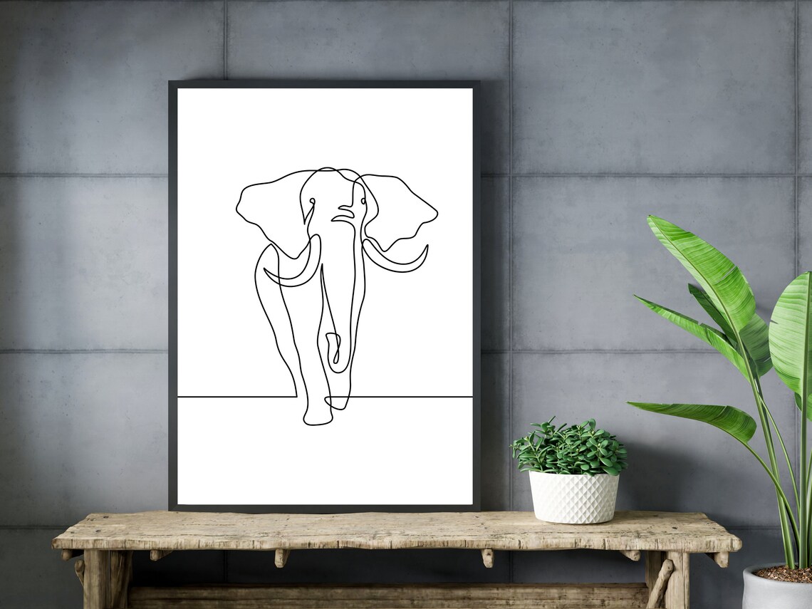 Elephant Line Art Minimalist Nursery Art Print - Image 3