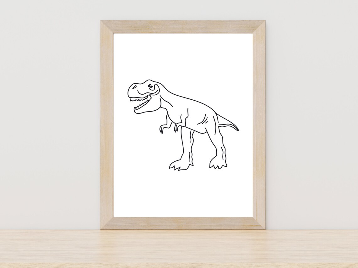 Tyrannosaurus Rex Full Body Minimalist Line Art Kids Room Poster
