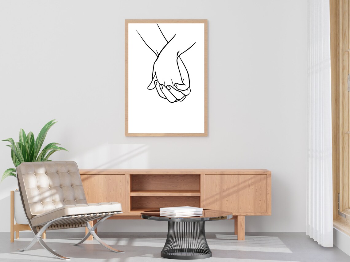 Holding Hands Line Art Print, Minimalist Couple Hands - Image 4
