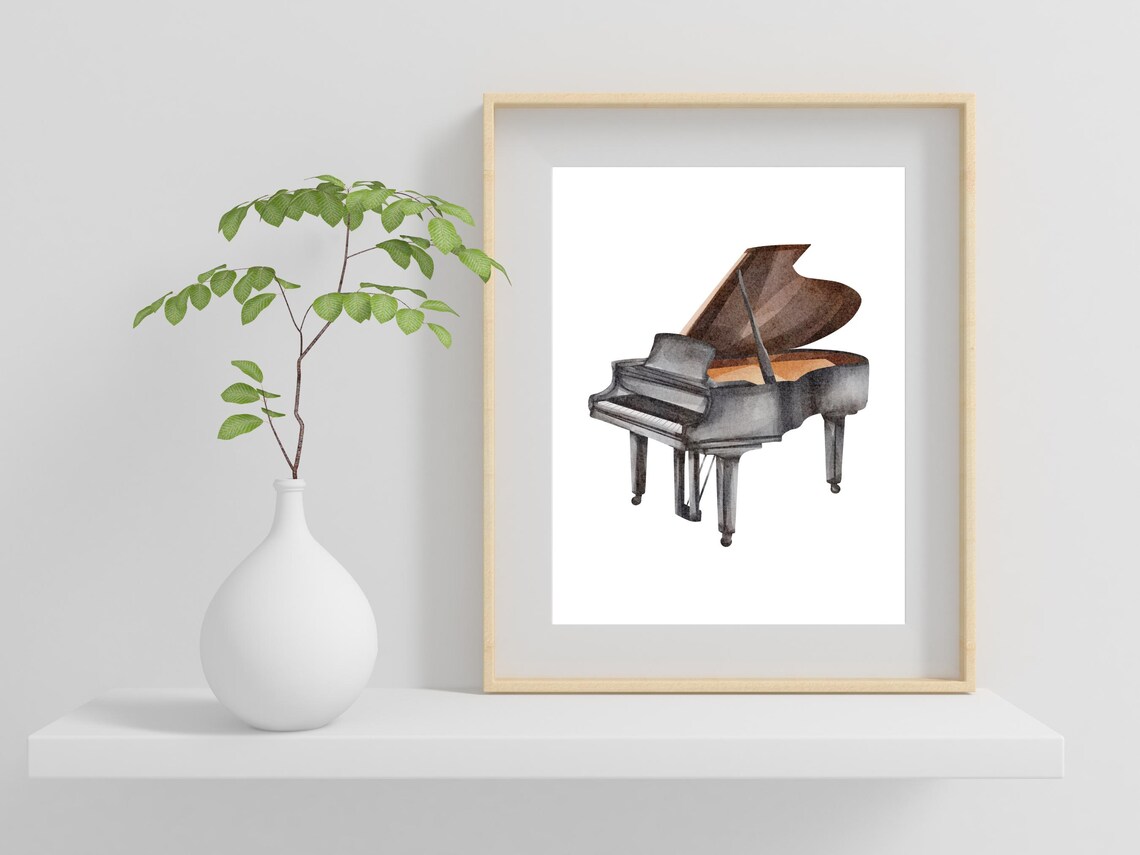Grand Piano Watercolor Painting Musical Instrument Wall Poster - Image 2