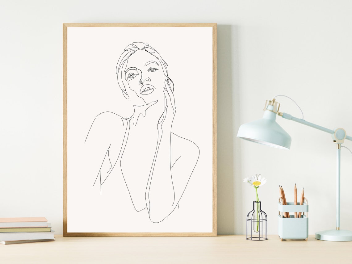 Woman Face Line Art Portrait Minimalist Feminine Beauty Drawing Poster - Image 3