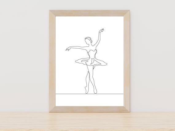 Ballerina Simple Line Art Ballet Pose Art Print