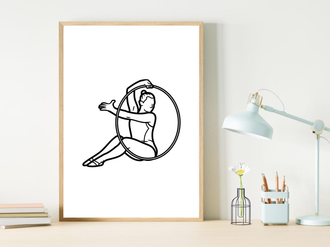 Hula Hoop Dancer One Line Art Fitness Fun Gym Decor Wall Art - Image 2