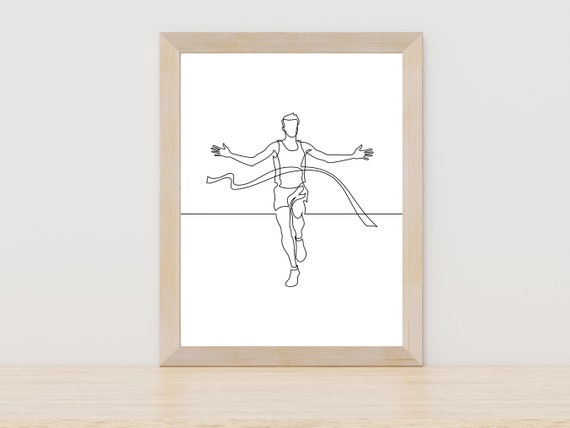 Track Runner Line Art Track Runner Finishing Race Poster Sprinter Line Art Athlete Wall Art Track And Field Decor Gift For Runner Track