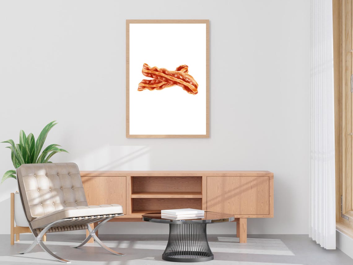Bacon Watercolor Painting Crispy Breakfast Food Kitchen Wall Poster - Image 4