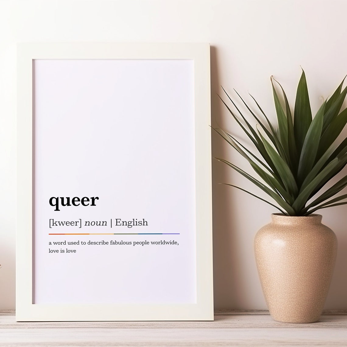 Queer Dictionary Definition Love Is Love Rainbow Line Poster - Image 4