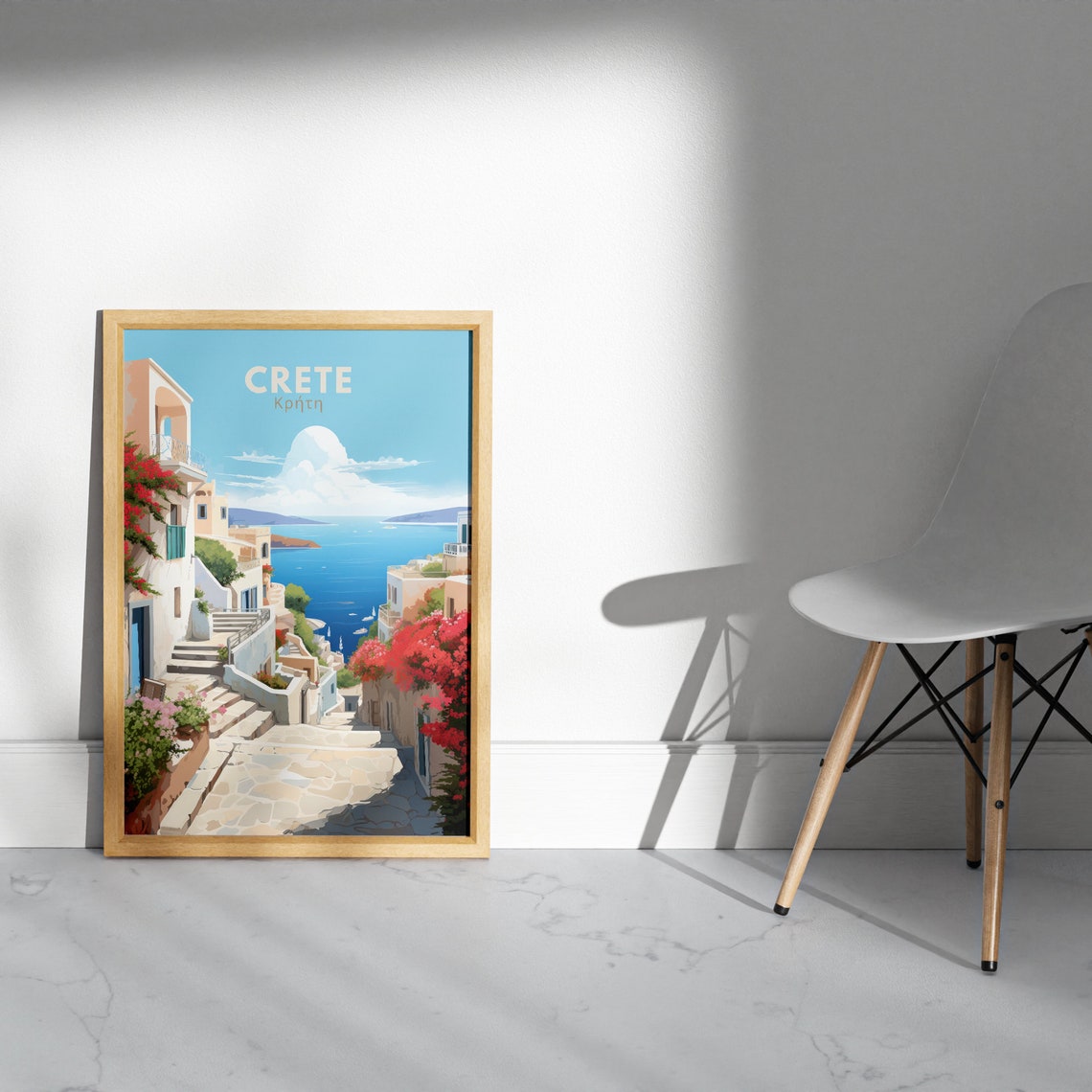 Crete Poster Greece Poster Crete Wall Art Greece Poster Blue Illustration Art Greece Pictures For College Girls Travel Gifts - Image 3