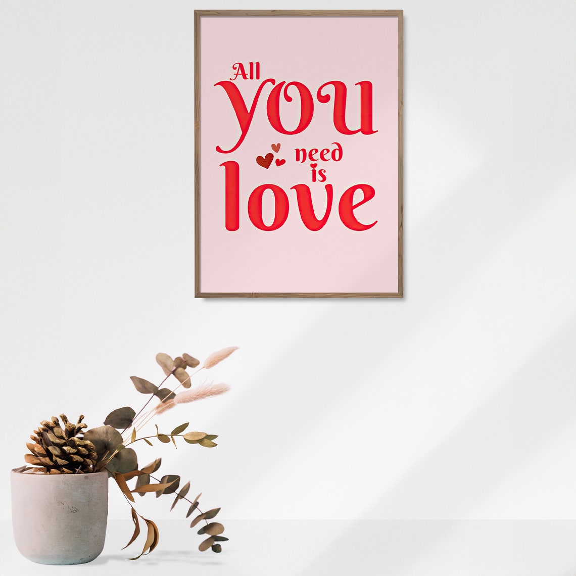 All You Need Is Love Red Typography Pink Background Art Poster - Image 7