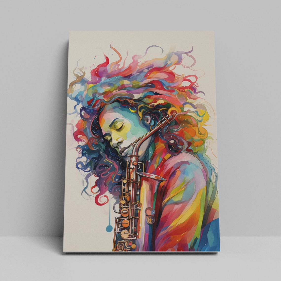 Colorful Woman Saxophonist Watercolor Jazz Portrait Music Art Poster - Image 6
