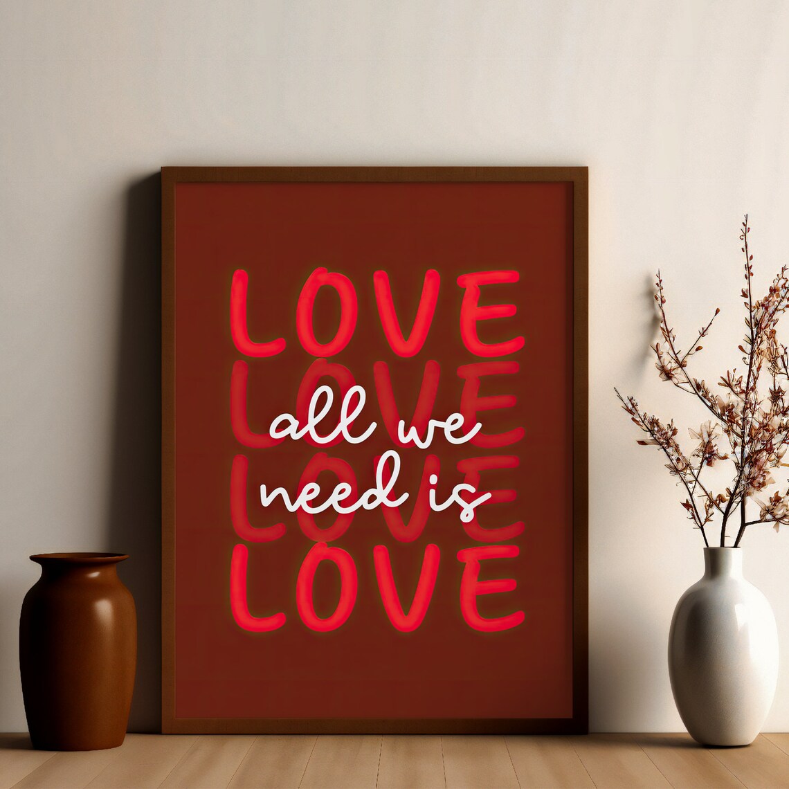 All We Need Is Love Bold Red Typography Retro Love Quote Poster - Image 3
