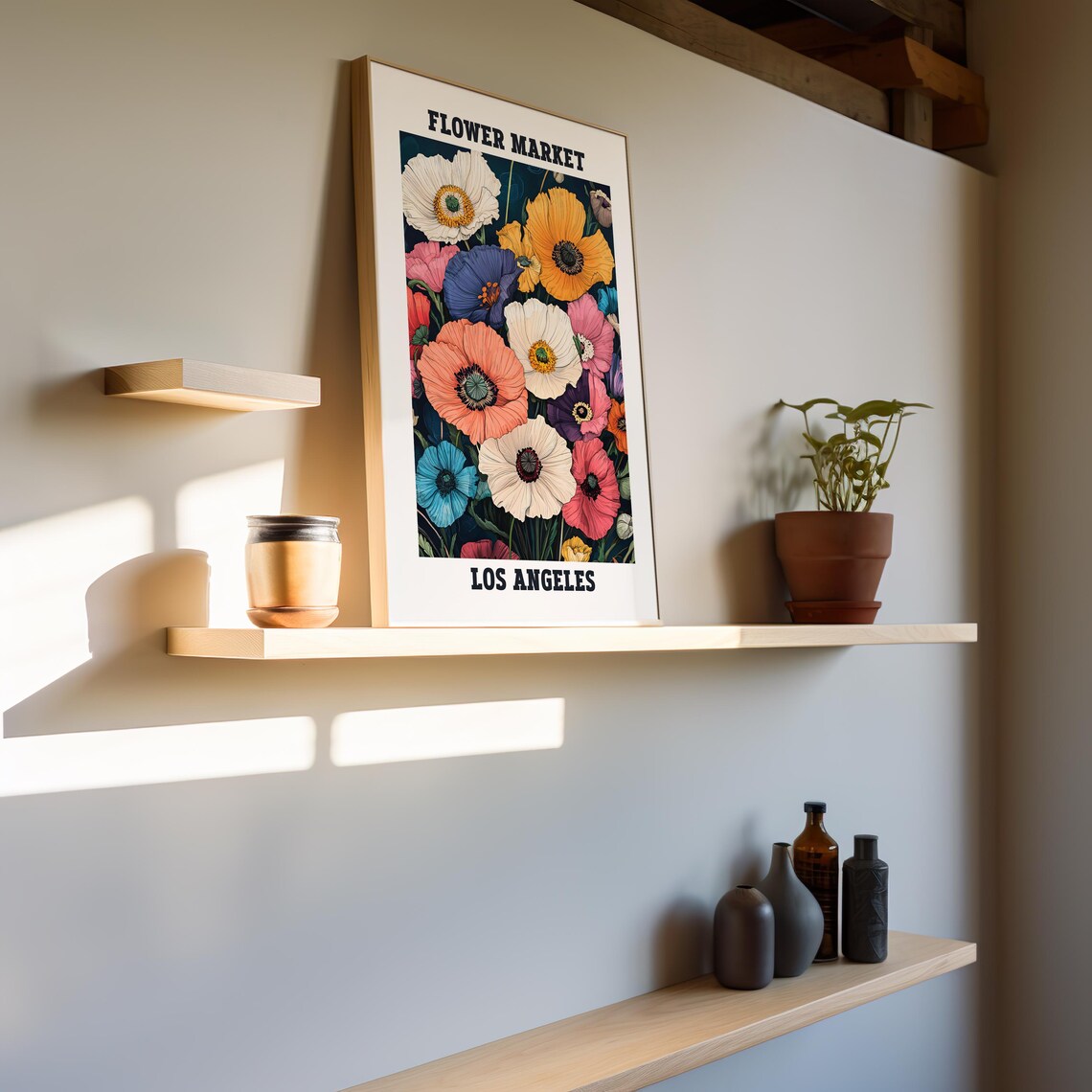 Flower Market Los Angeles Colorful Poppies Retro Botanical Poster - Image 6