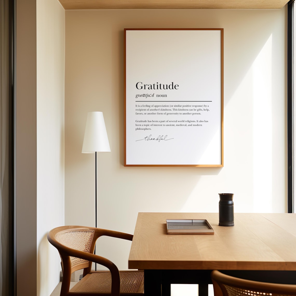 Gratitude Dictionary Definition Minimalist Typography Poster Thankfulness Quote - Image 7