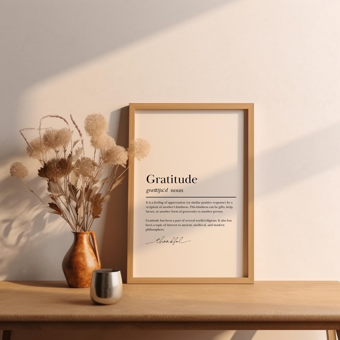 Gratitude Dictionary Definition Minimalist Typography Poster Thankfulness Quote - Image 6