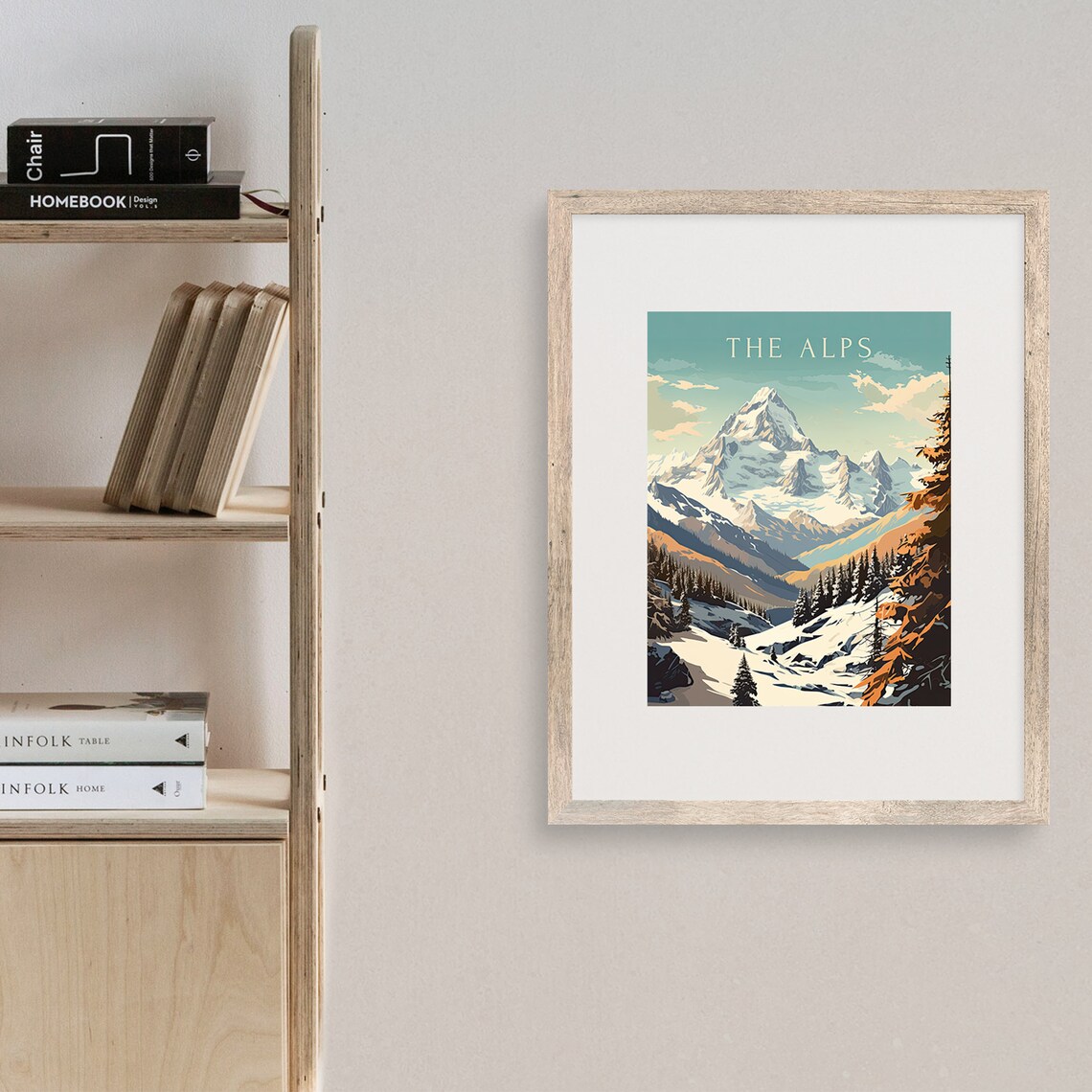 The Alps Snowy Mountain Peak Pine Forest Vintage Travel Poster - Image 2
