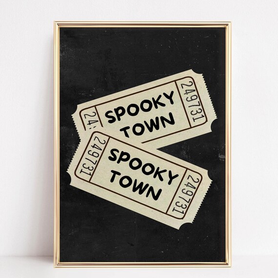 Spooky Town Vintage Ticket Stubs Halloween Party Decor Poster
