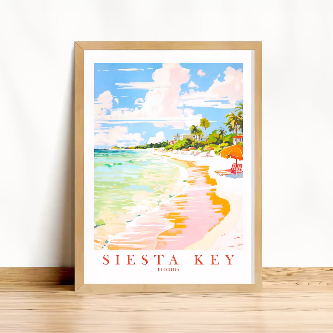 Siesta Key Florida Retro Travel Poster Print