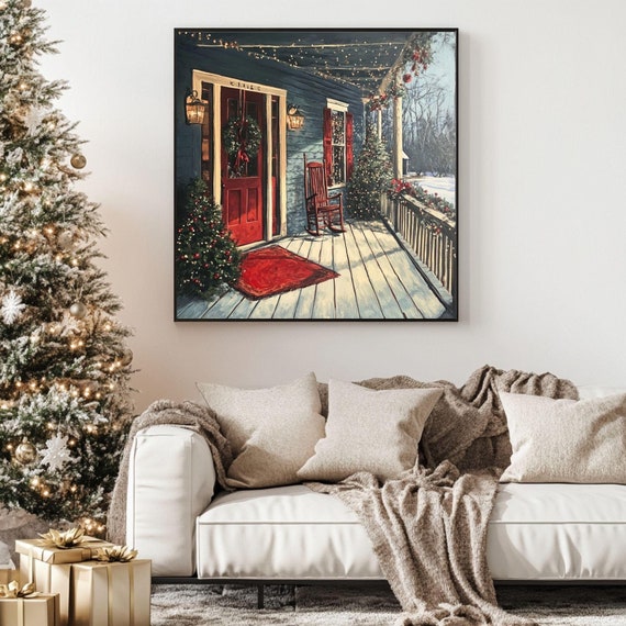 Rustic Farmhouse Porch Wall Art Rustic Farmhouse Poster Black Framed Painting Country Porch Wall Decor Festive Home Decor