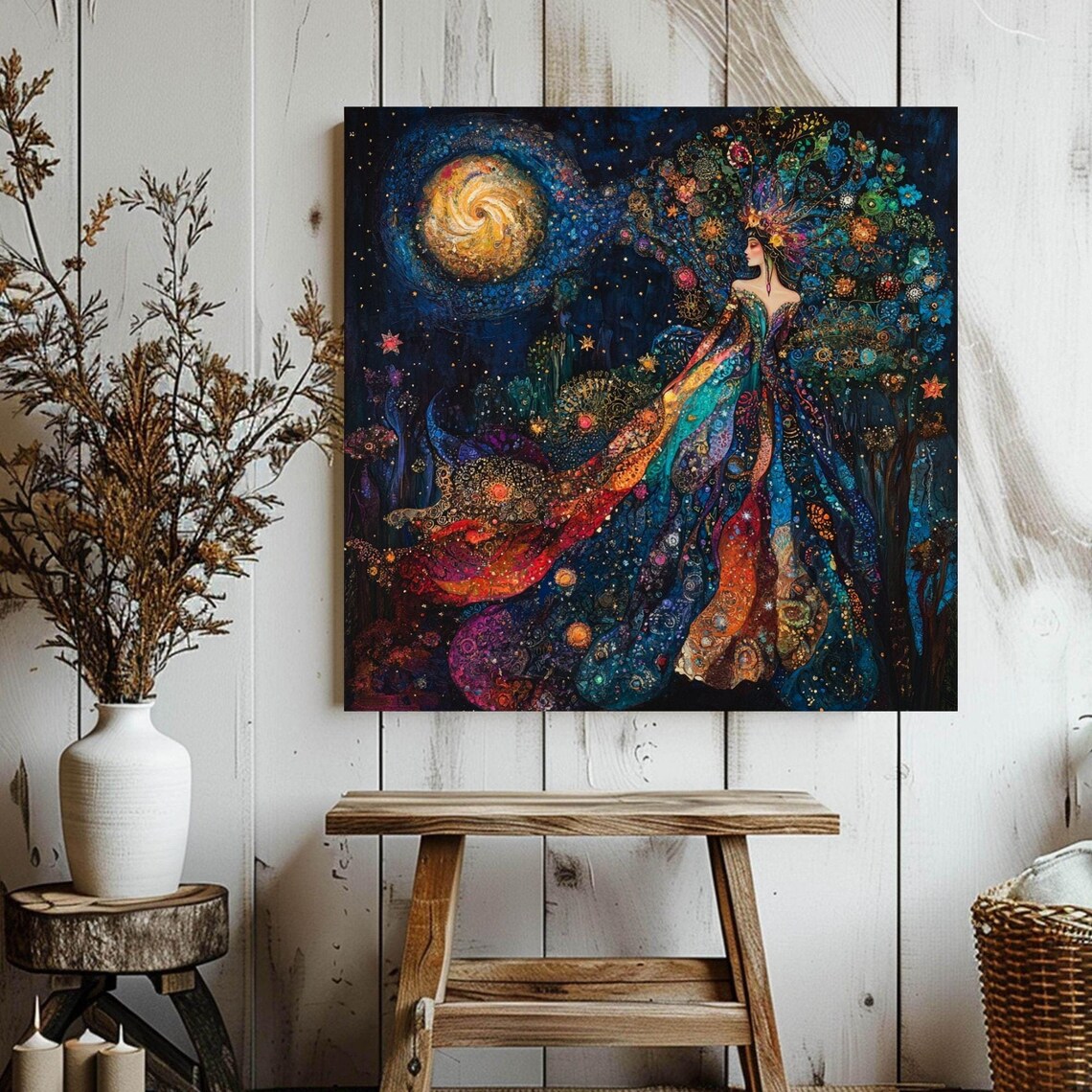 Goddess Of The Stars, Celestial Boho Art Print