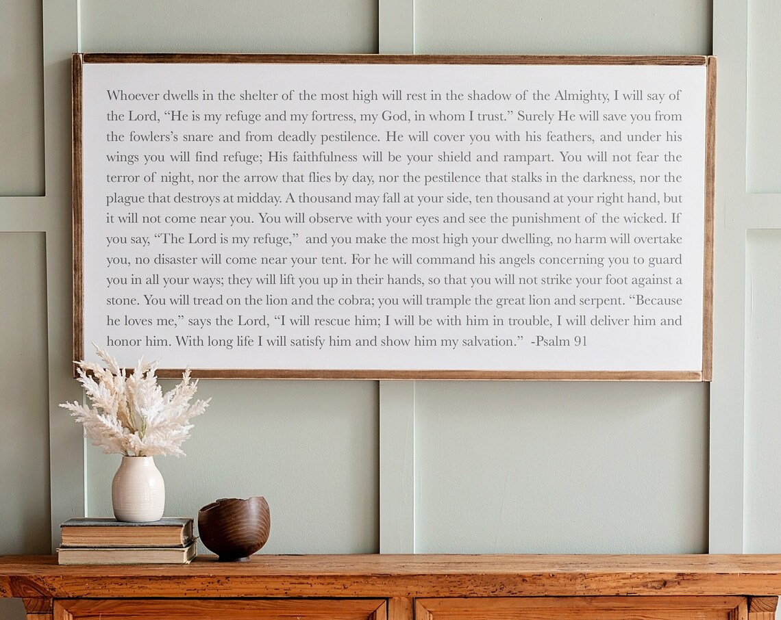 Psalm 91 Scripture Wall Art Print, Christian Decor
