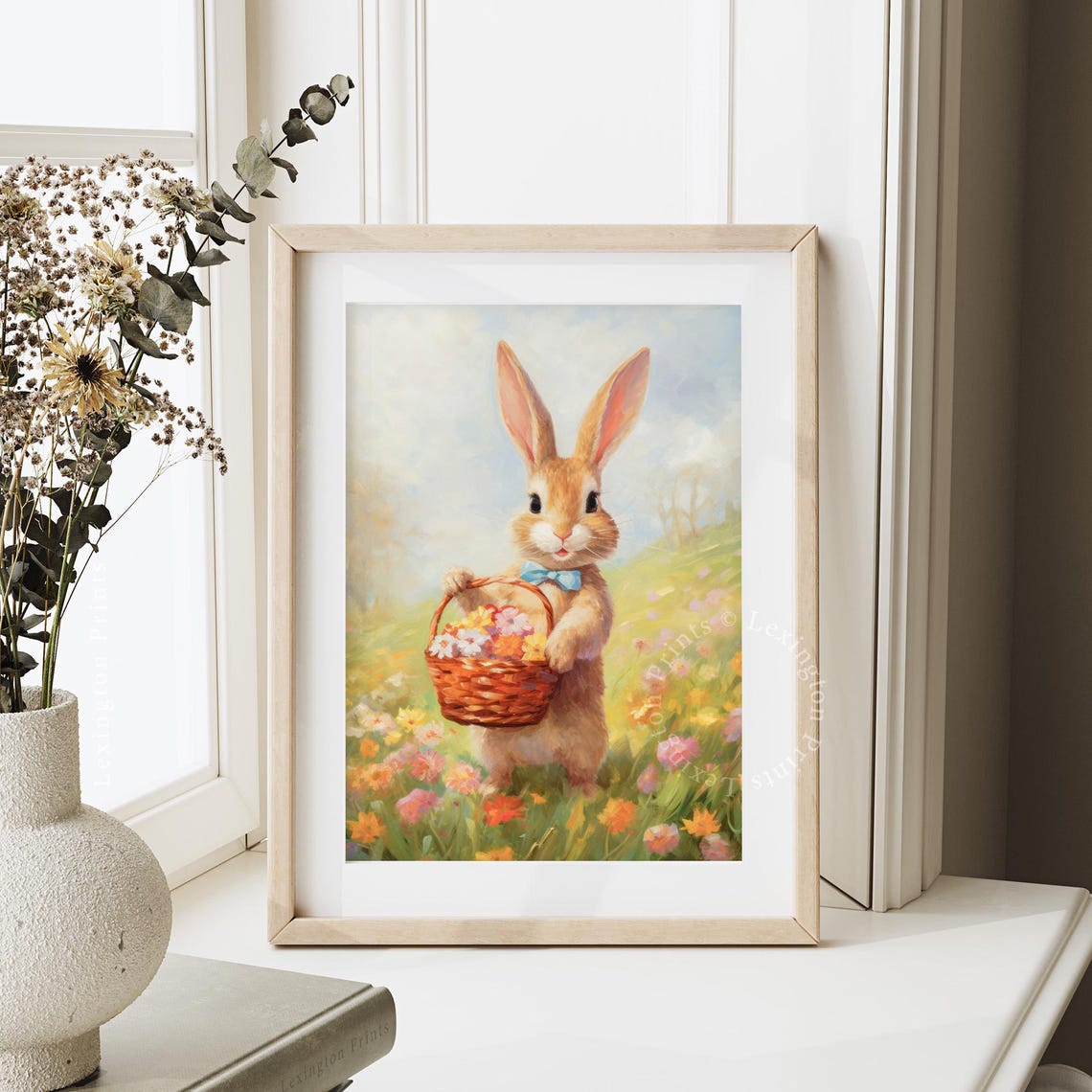 Cute Easter Bunny Easter Wall Art Easter Print Spring Print Easter Decor Spring Decor Easter Basket Floral Print Wildflowers 494 - Image 4