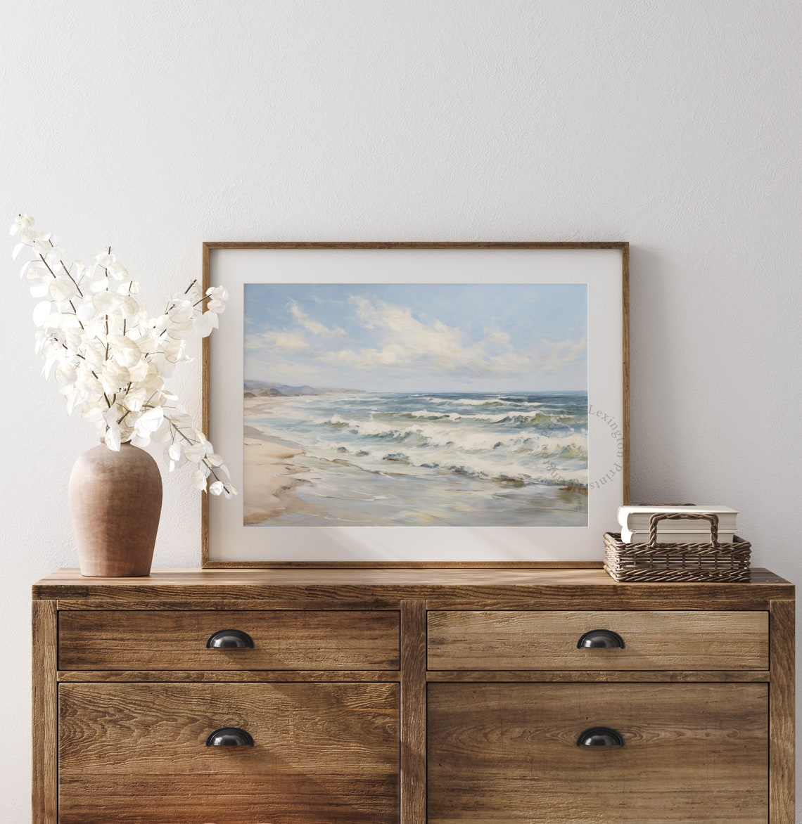 Ocean Waves Crashing on Sandy Beach Soft Coastal Seascape Poster - Image 7