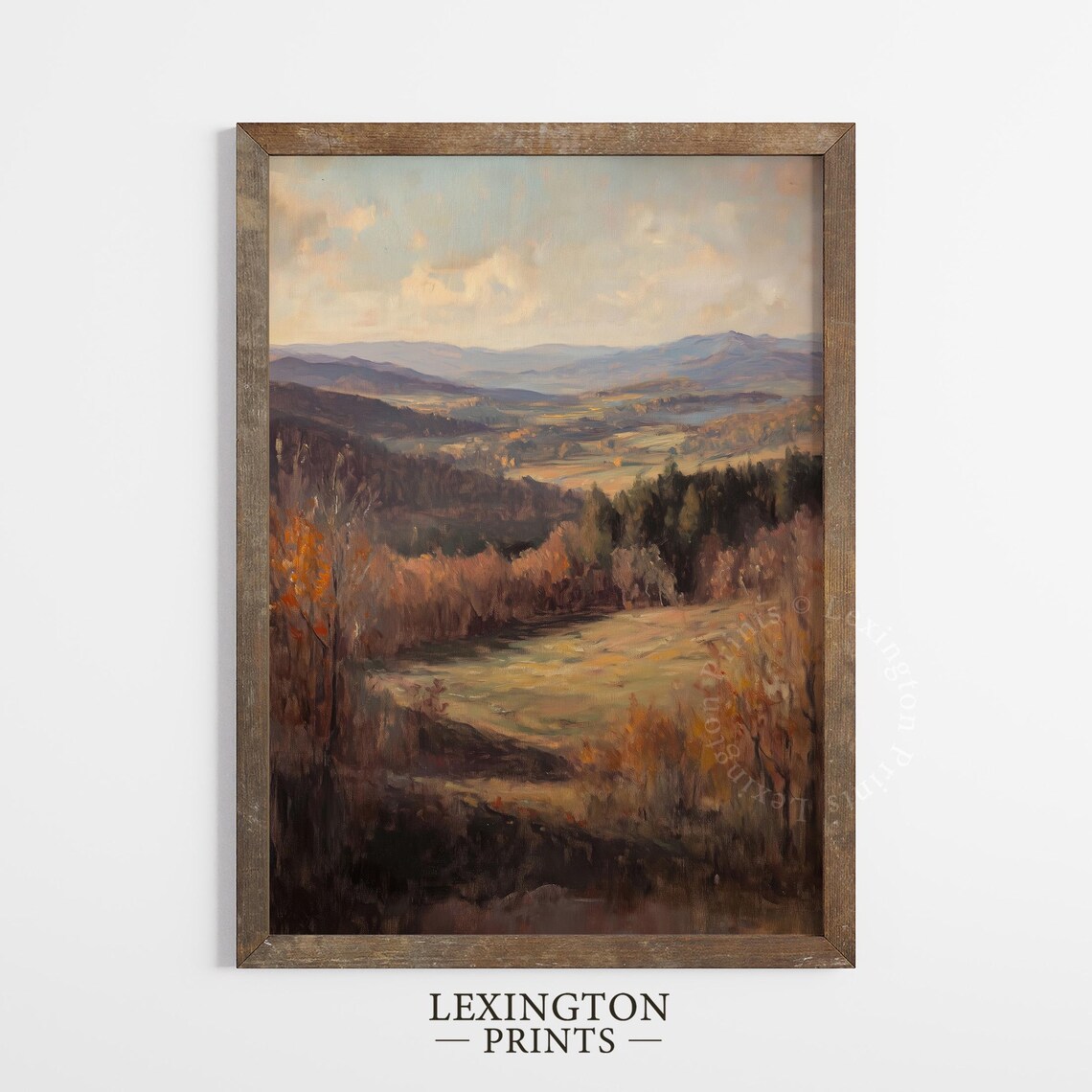 Autumn Mountain Valley Overlook Warm Light Oil Painting Scenic Poster - Image 4