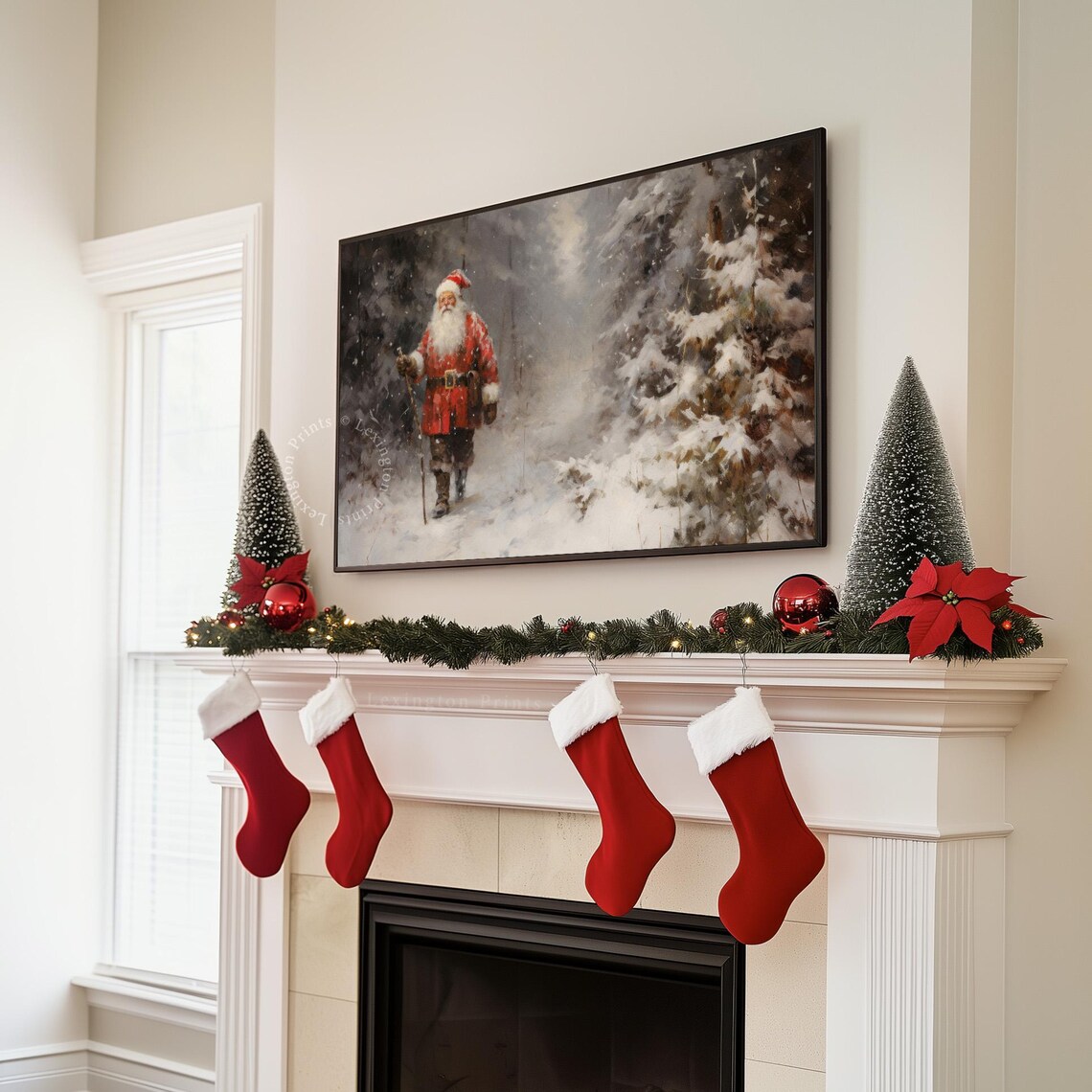 Santa Christmas Frame Tv Art Christmas Santa Christmas Wall Art Winter Forest Wall Art Vintage Christmas Tv Santa Print Christmas Decor 431 - Image 6