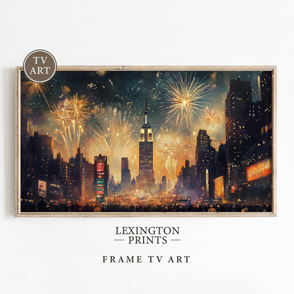 New York City Gold Fireworks Tv Art New Years Frame Tv Art Winter Tv Art New Years Party Holiday Decor Moody City Wall Art Nyc Art Nye 976