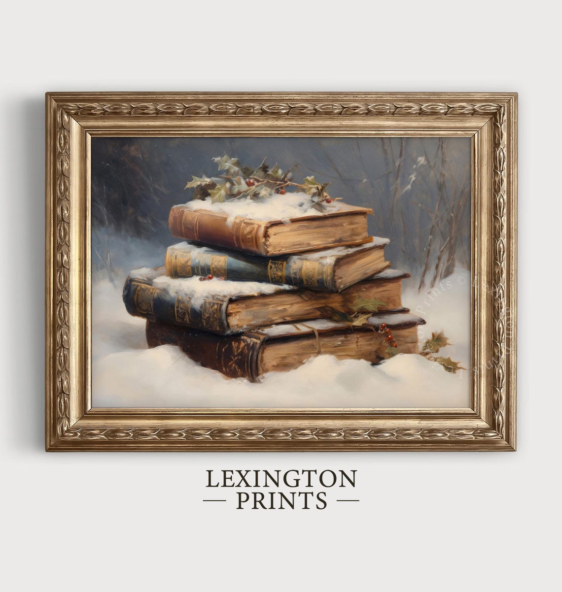 Snowy Christmas Wall Art Book Art Winter Vintage Christmas Print Winter Print Oil Painting Dark Academia Decor Holiday 356 - Image 2