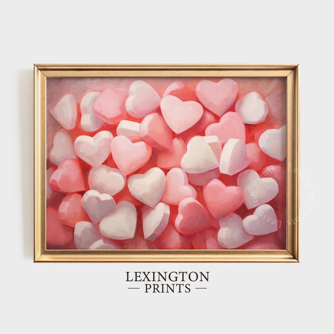 Pink and White Candy Hearts Pile Valentine Sweet Treat Love Art Print - Image 8