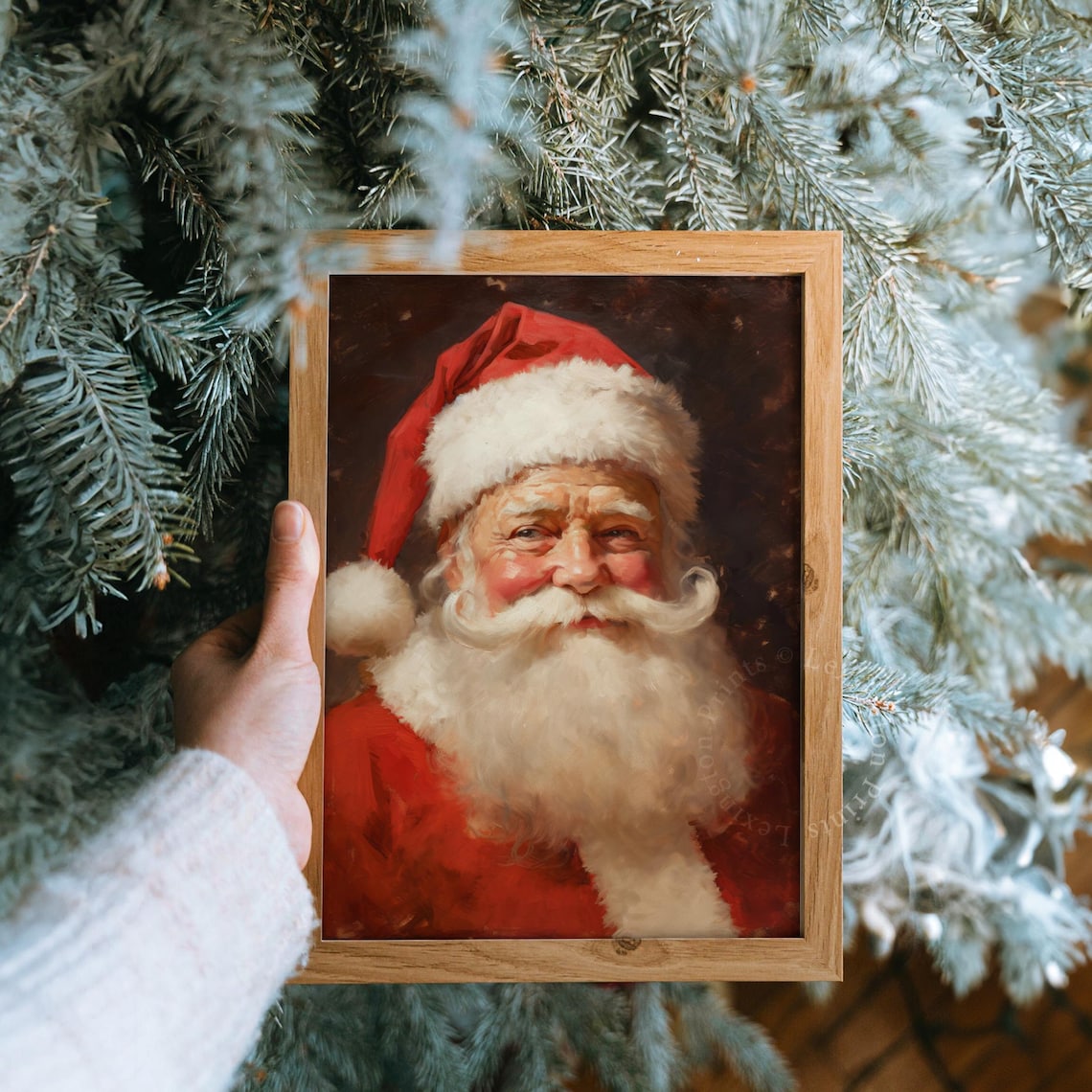 Classic Santa Claus Portrait Vintage Christmas Oil Painting Poster - Image 8