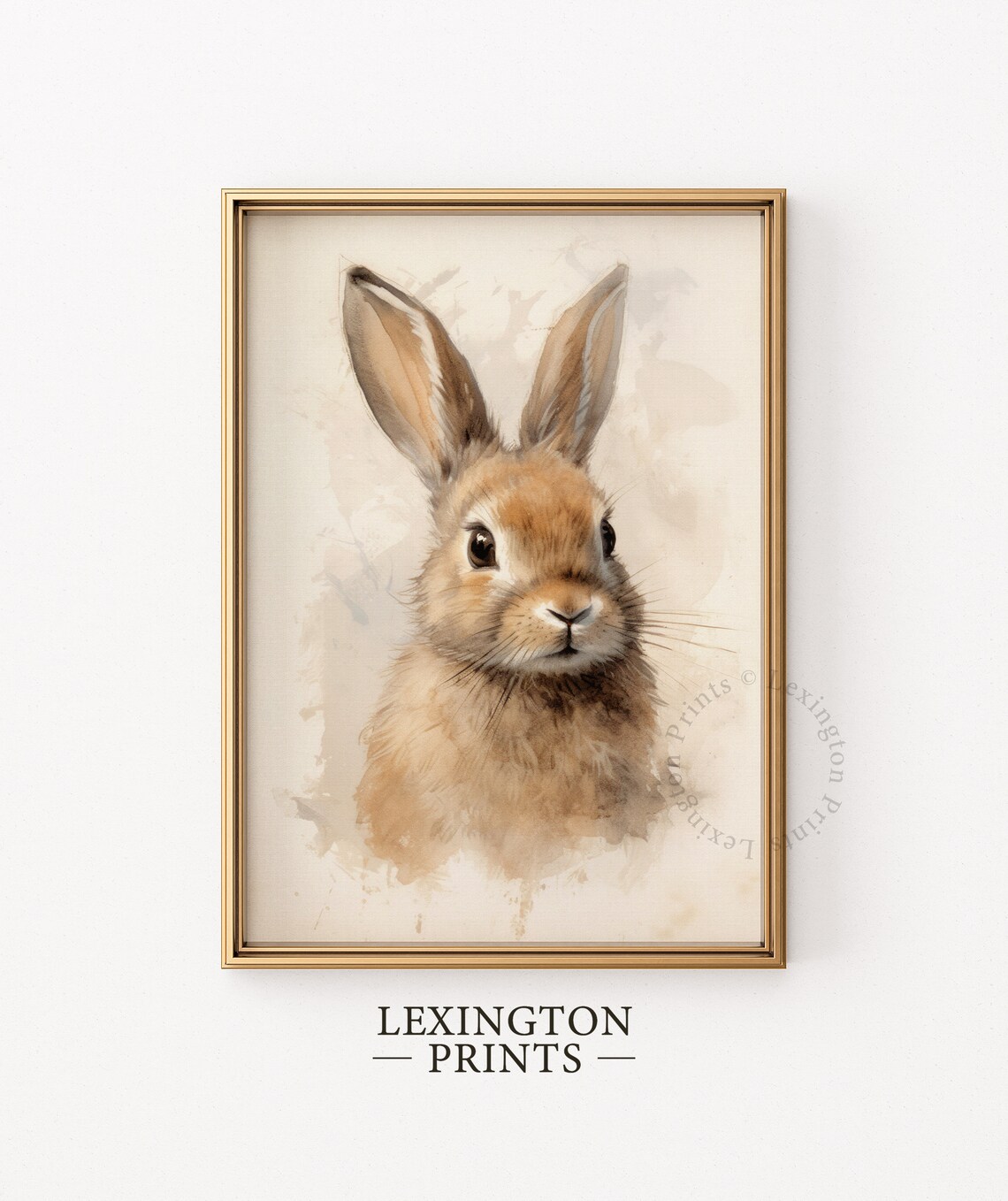 Sweet Watercolor Bunny Rabbit Portrait Woodland Nursery Wall Art - Image 2
