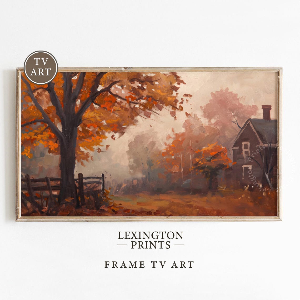 Dark Foggy Fall Tv Art Frame Tv Art Fall Tv Art Autumn Tv Art Vintage Landscape Painting Fall Home Decor Forest Tv Art 886