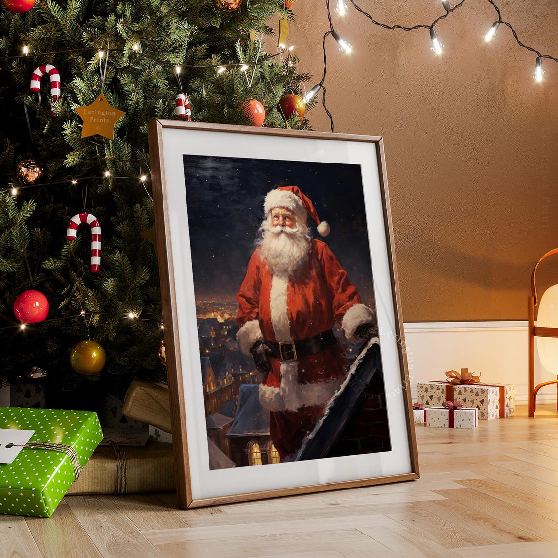 Vintage Christmas Santa Claus On Roof Print Santa Christmas Wall Art Santa Christmas Print Winter Print Holiday Decor 318 - Image 7