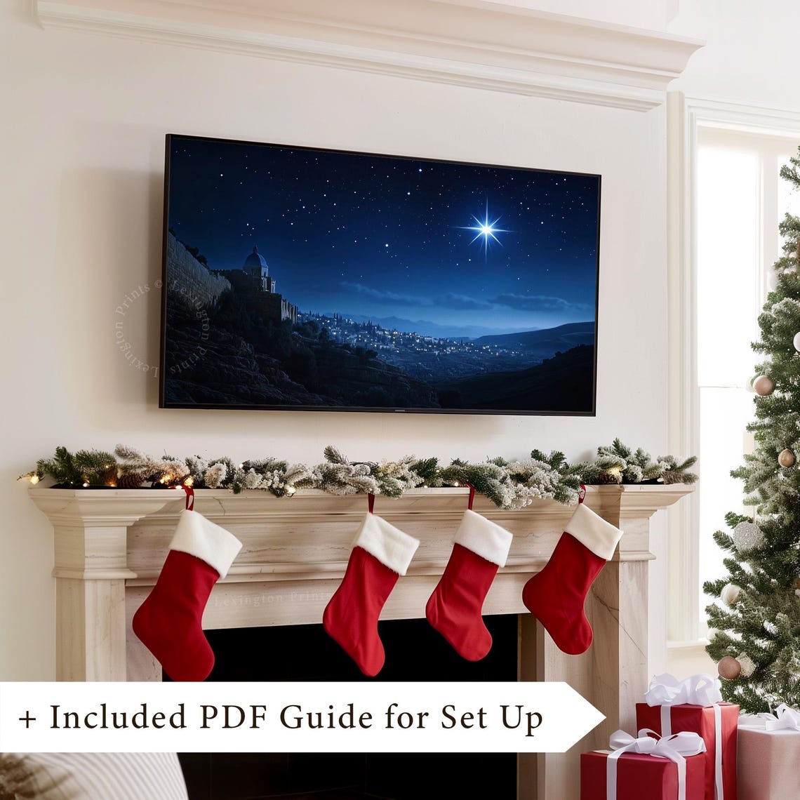 Nativity Star Christmas Tv Art Frame Tv Art Christian Tv Art Biblical City Wall Art Christmas Star Tv Art Holiday Home Decor 941 - Image 4