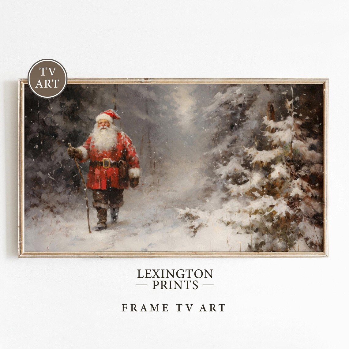 Santa Christmas Frame Tv Art Christmas Santa Christmas Wall Art Winter Forest Wall Art Vintage Christmas Tv Santa Print Christmas Decor 431