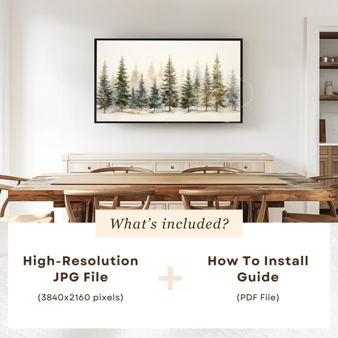 Misty Pine Forest Watercolor Winter Trees Scene Landscape Poster - Image 5