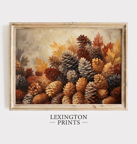 Rustic Pinecone Cluster in Autumn Warm Tones Still Life Poster