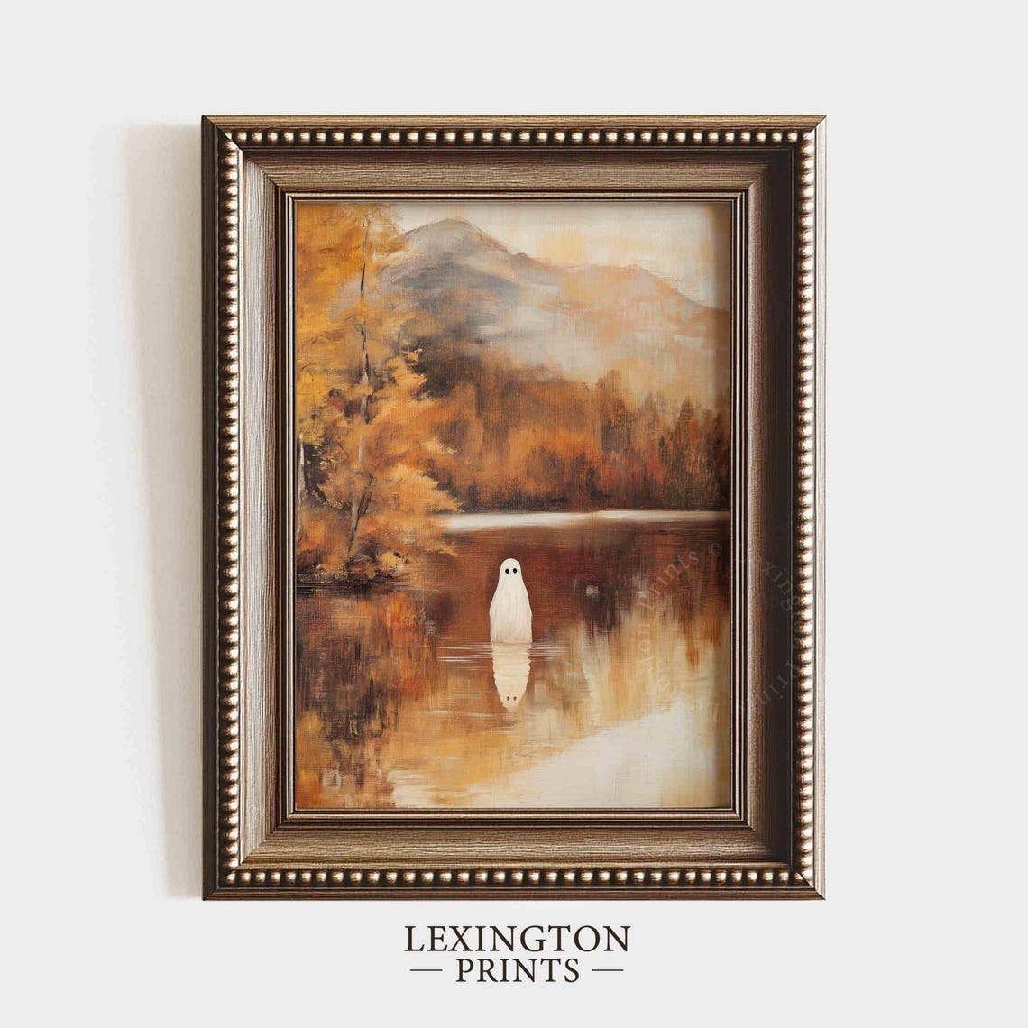 Ghost by the Lake at Sunset Autumn Mountain Reflection Wall Art - Image 5
