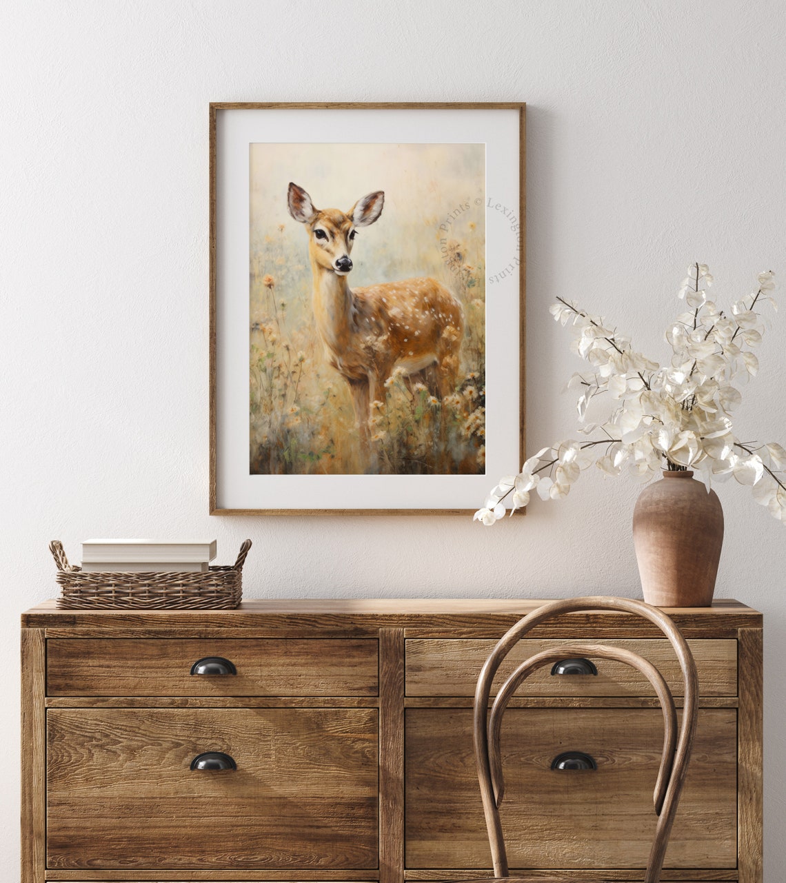Spring Fawn Wildflower Field Vintage Deer Baby Painting Poster - Image 7