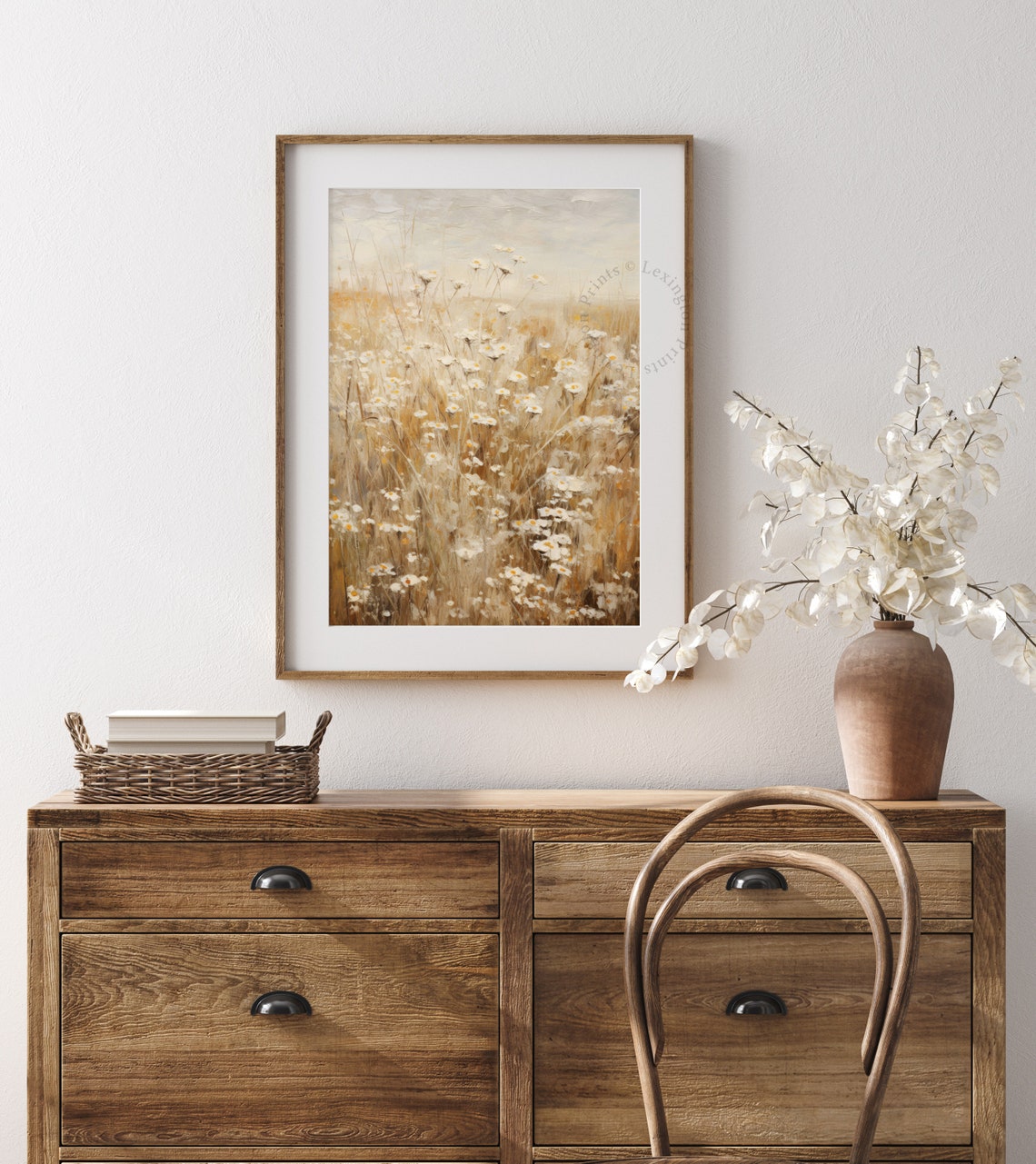 Golden Spring Wildflower Meadow Daisy Field Oil Painting Poster - Image 7